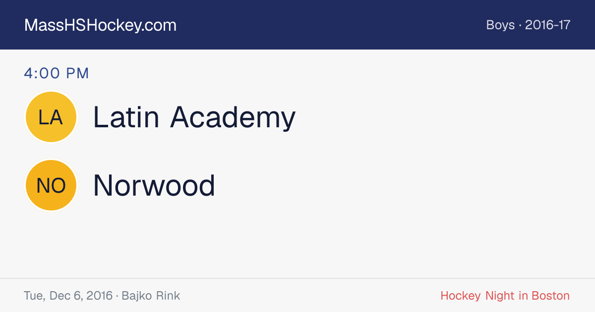 Latin Academy at Norwood score card