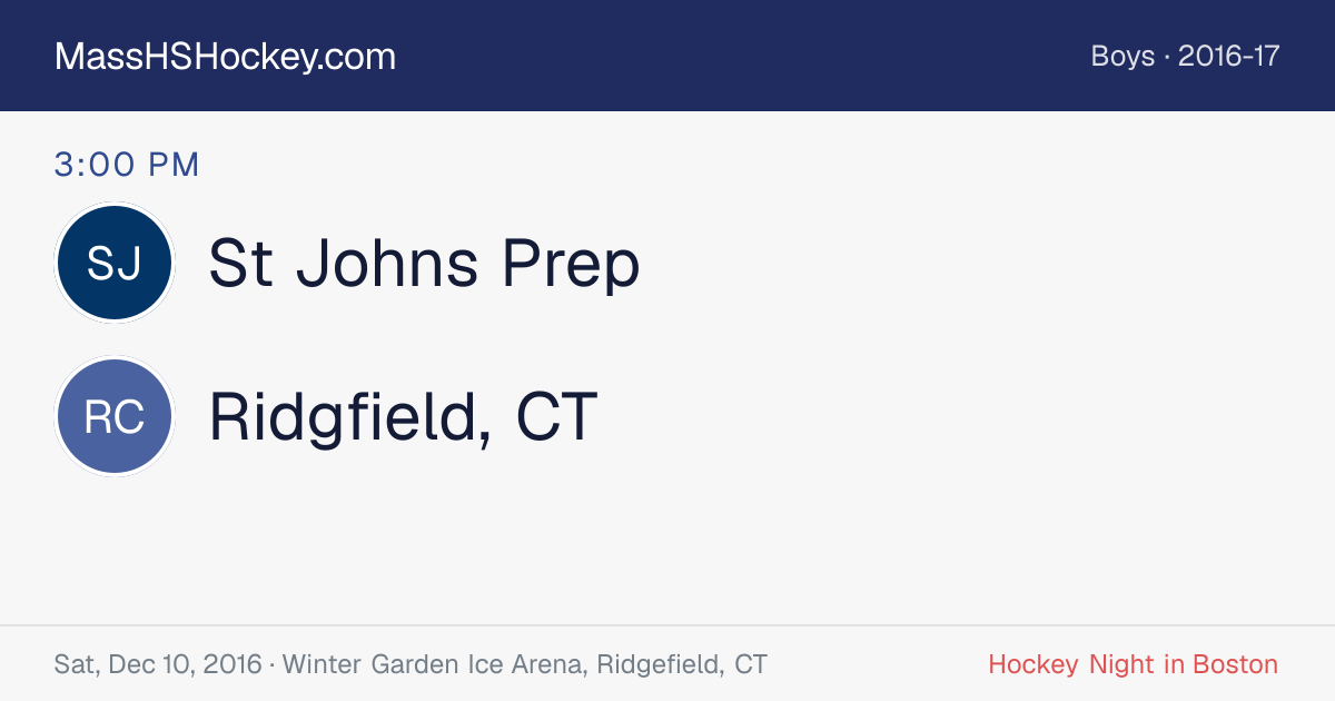 St Johns Prep at Ridgfield, CT score card