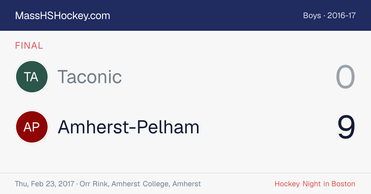 Taconic at Amherst-Pelham score card