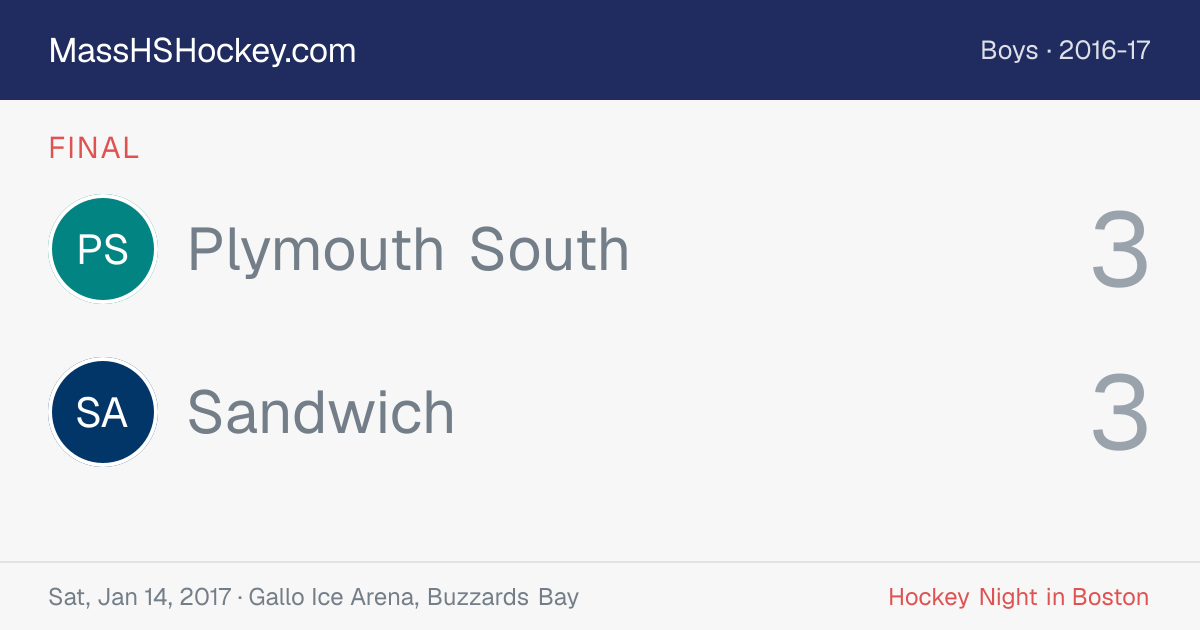 Plymouth South at Sandwich score card