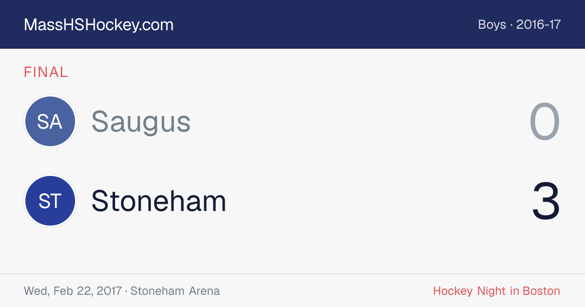 Saugus at Stoneham score card