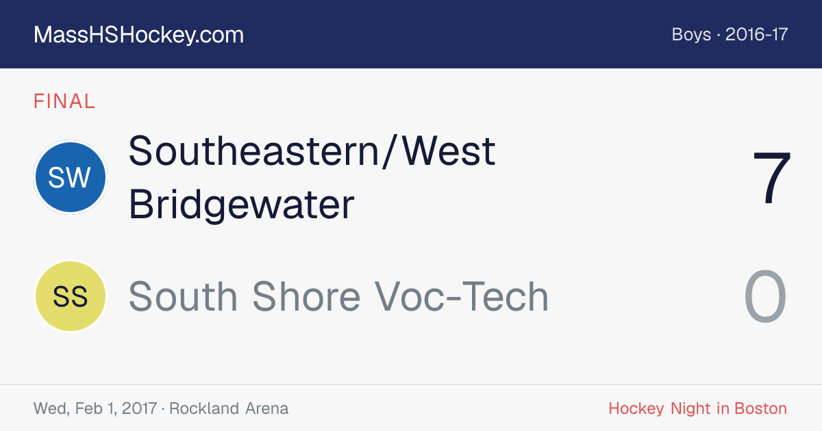 Southeastern/West Bridgewater at South Shore Voc-Tech score card
