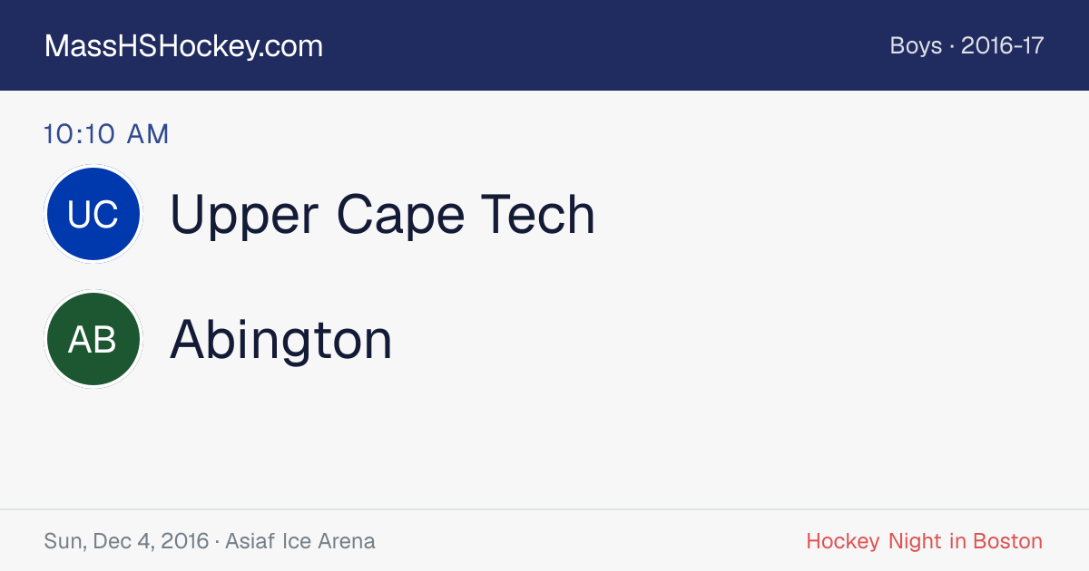 Upper Cape Tech at Abington score card