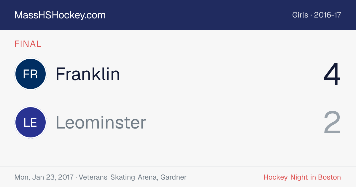 Franklin at Leominster score card