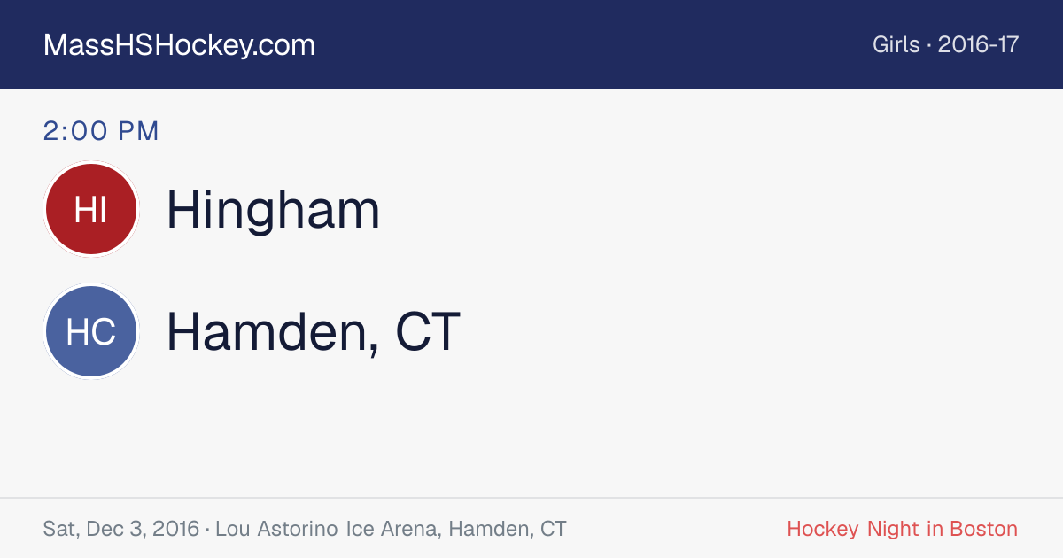 Hingham at Hamden, CT score card