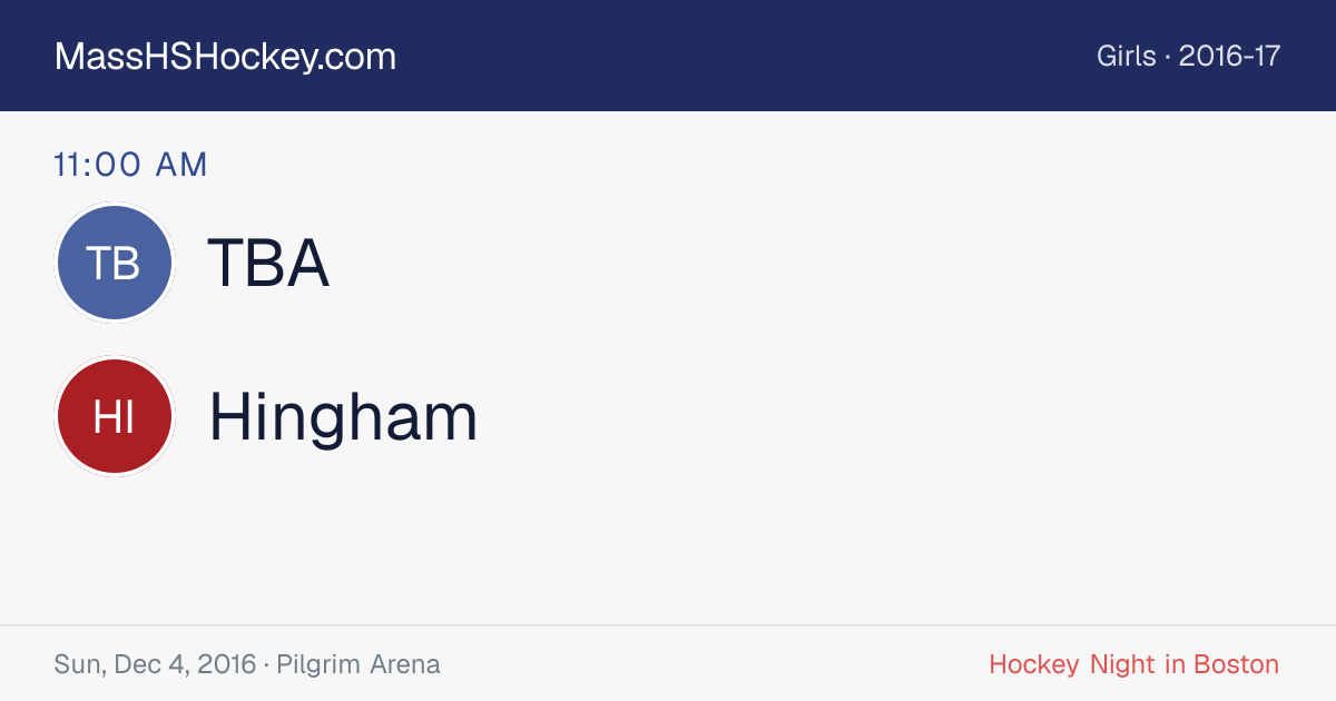 TBA at Hingham score card