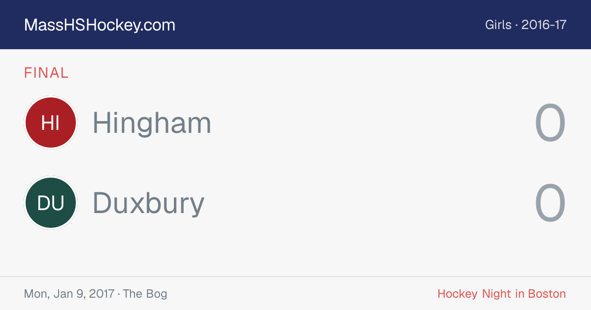 Hingham at Duxbury score card