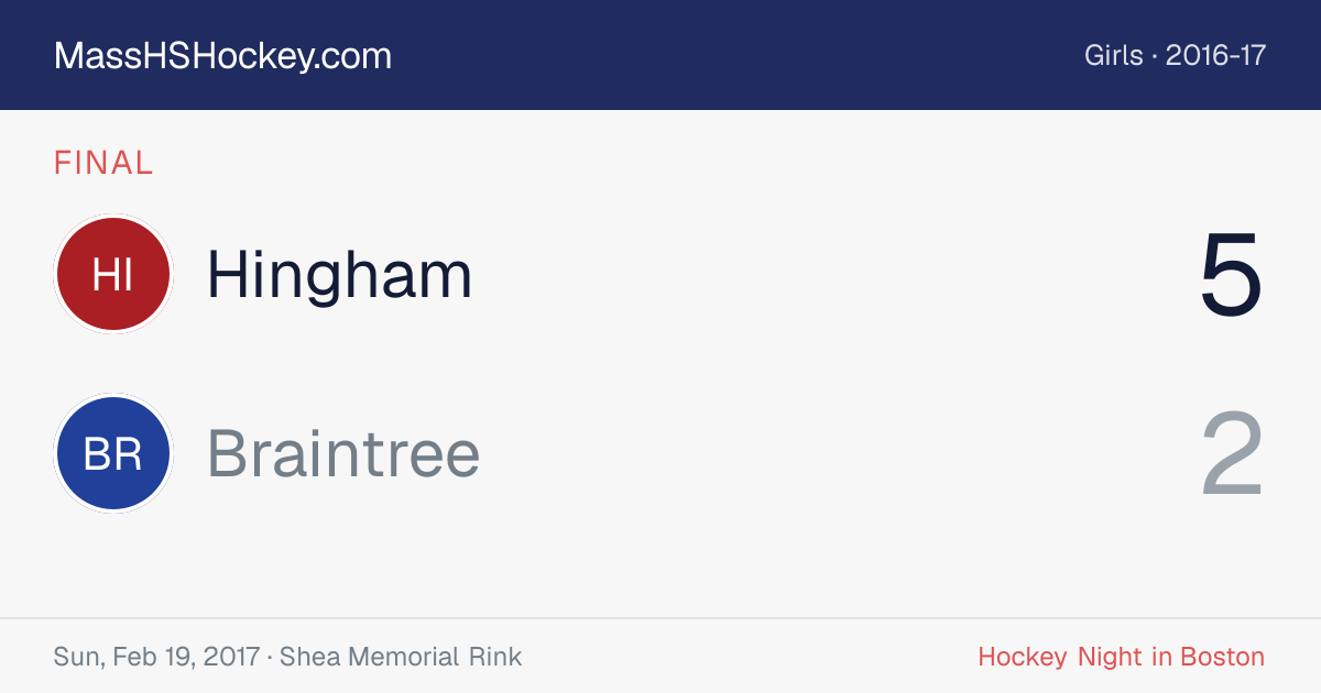 Hingham at Braintree score card