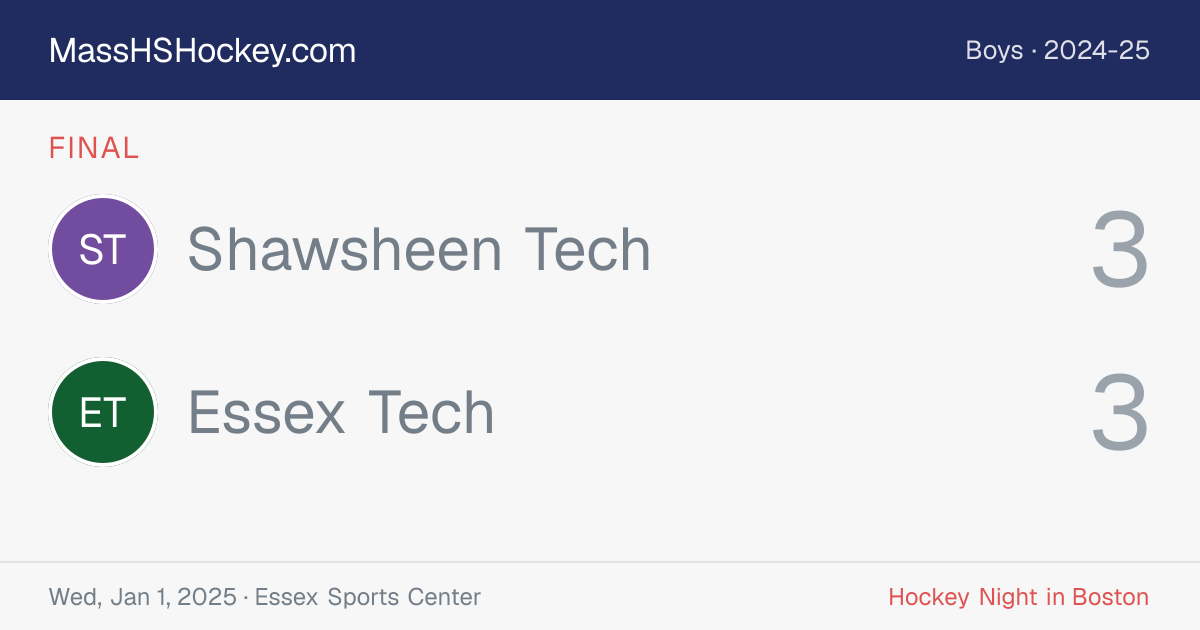Shawsheen Tech at Essex Tech score card