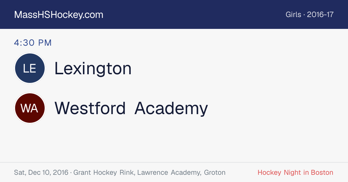 Lexington at Westford Academy score card