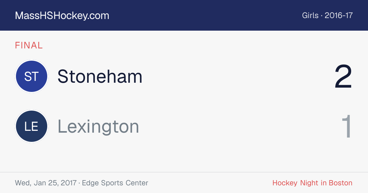 Stoneham at Lexington score card