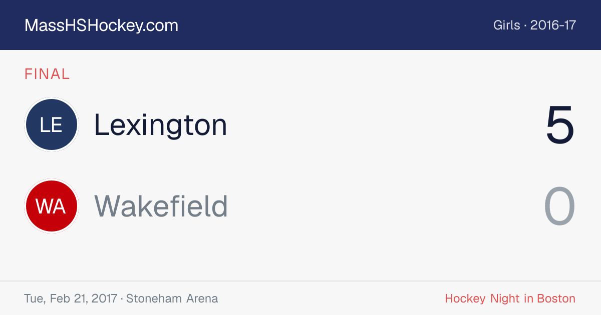 Lexington at Wakefield score card