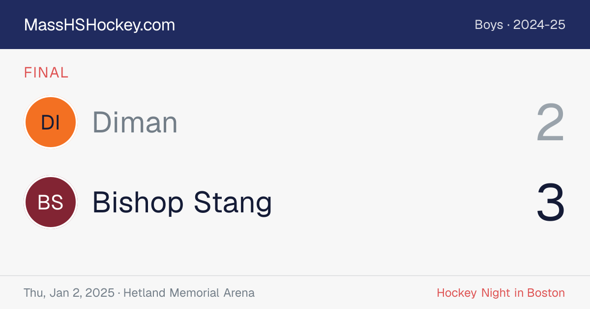 Diman at Bishop Stang score card