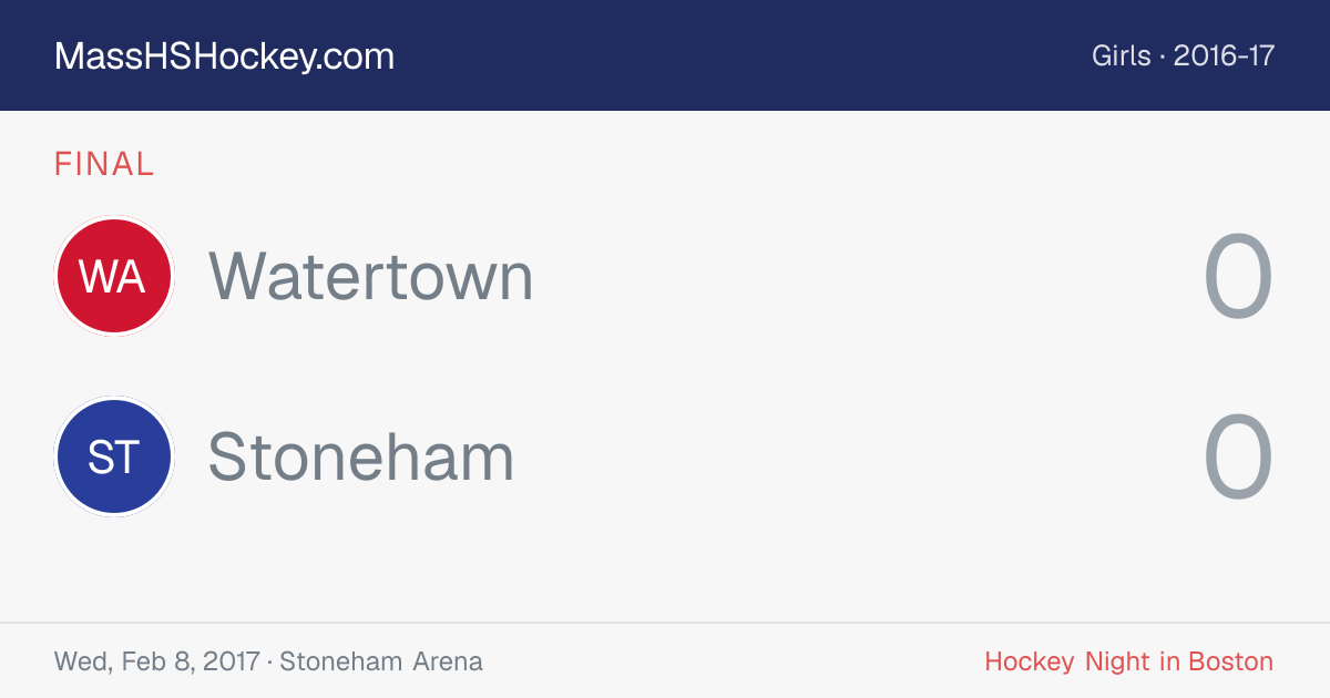 Watertown at Stoneham score card