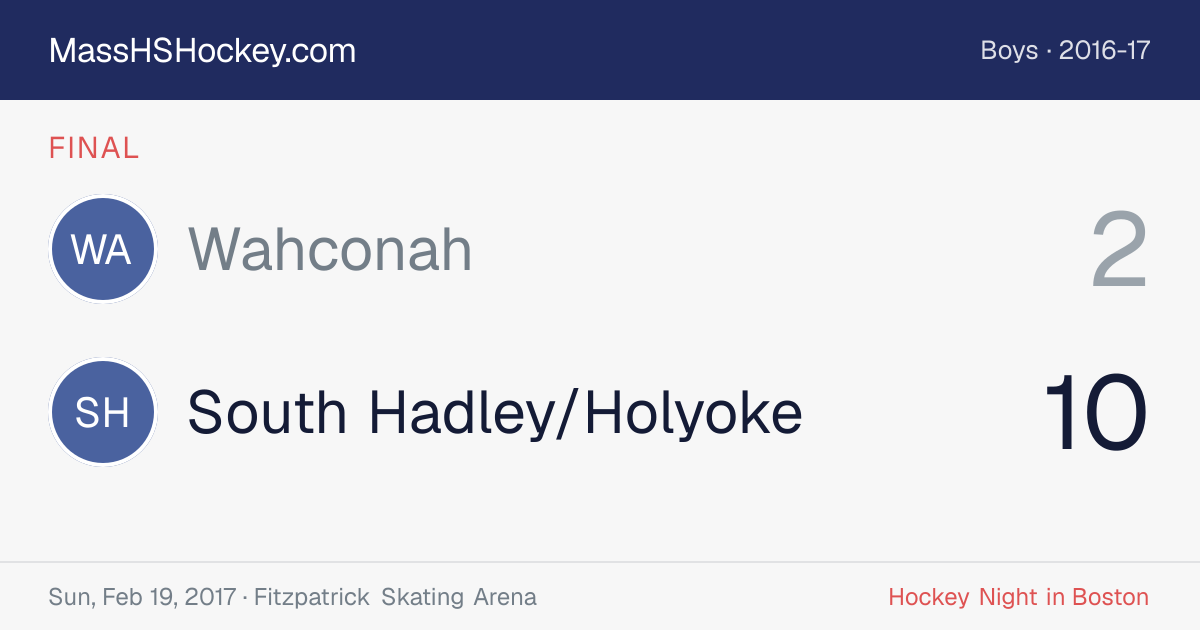 Wahconah at South Hadley/Holyoke score card