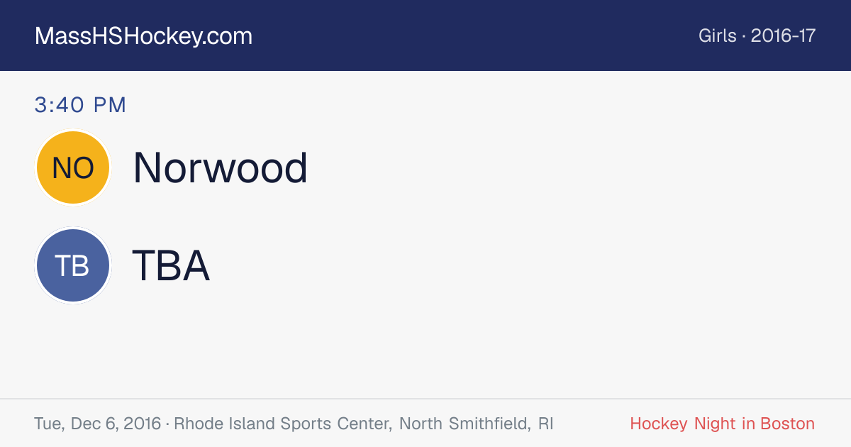 Norwood at TBA score card