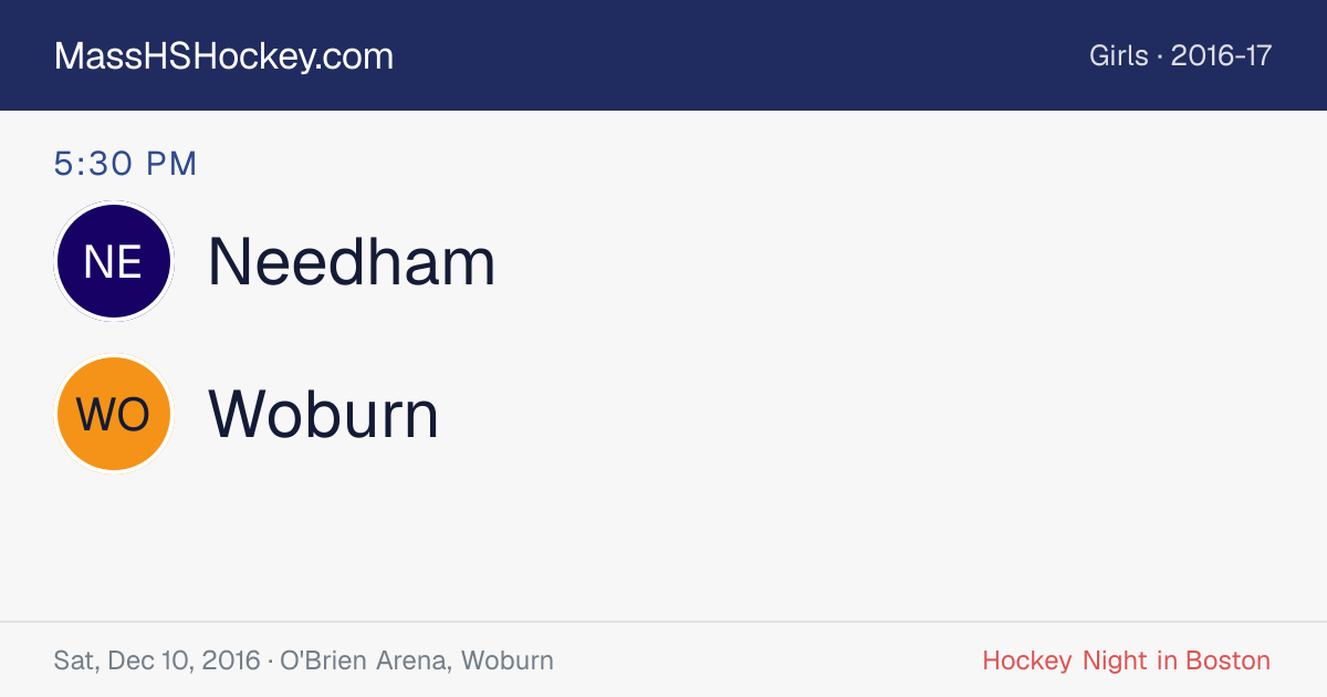 Needham at Woburn score card