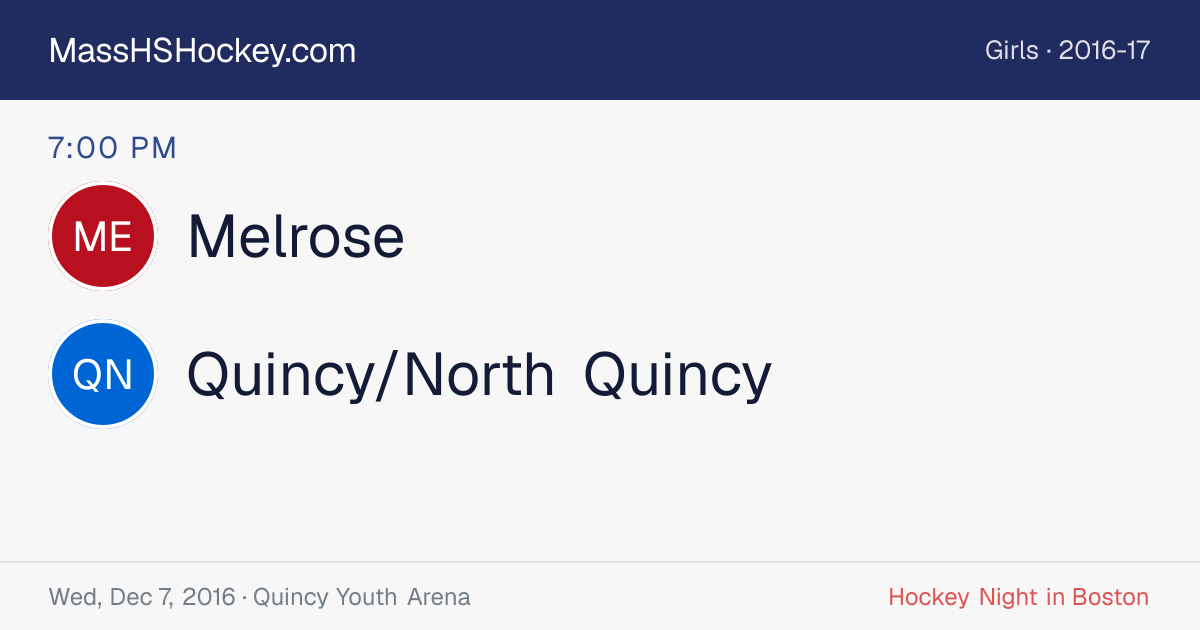Melrose at Quincy/North Quincy score card
