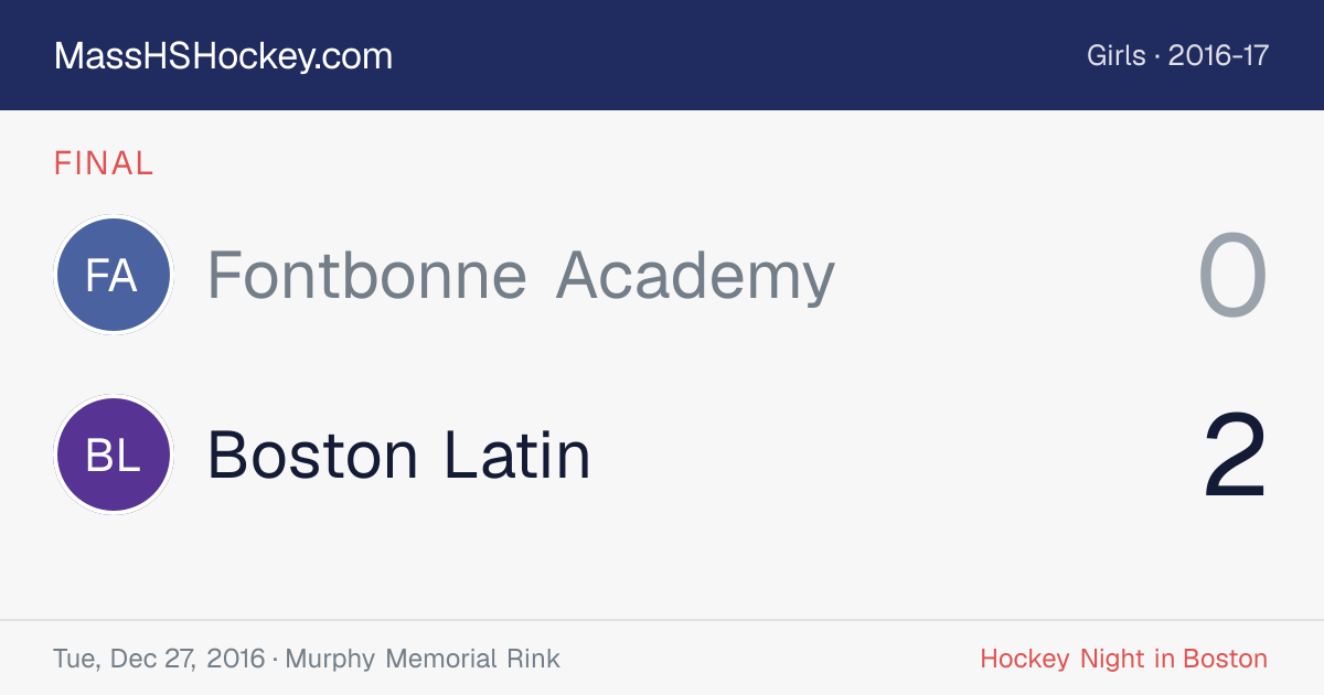 Fontbonne Academy at Boston Latin score card