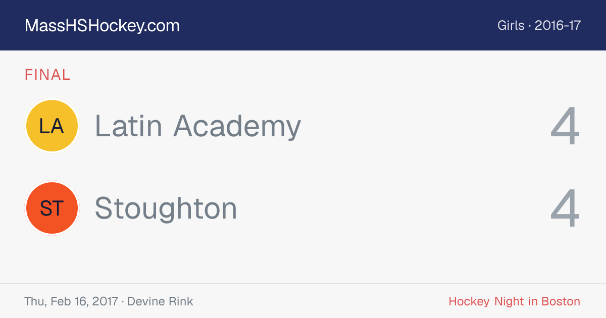 Latin Academy at Stoughton score card