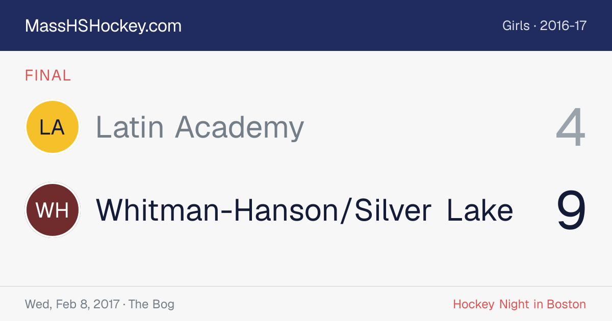 Latin Academy at Whitman-Hanson/Silver Lake score card