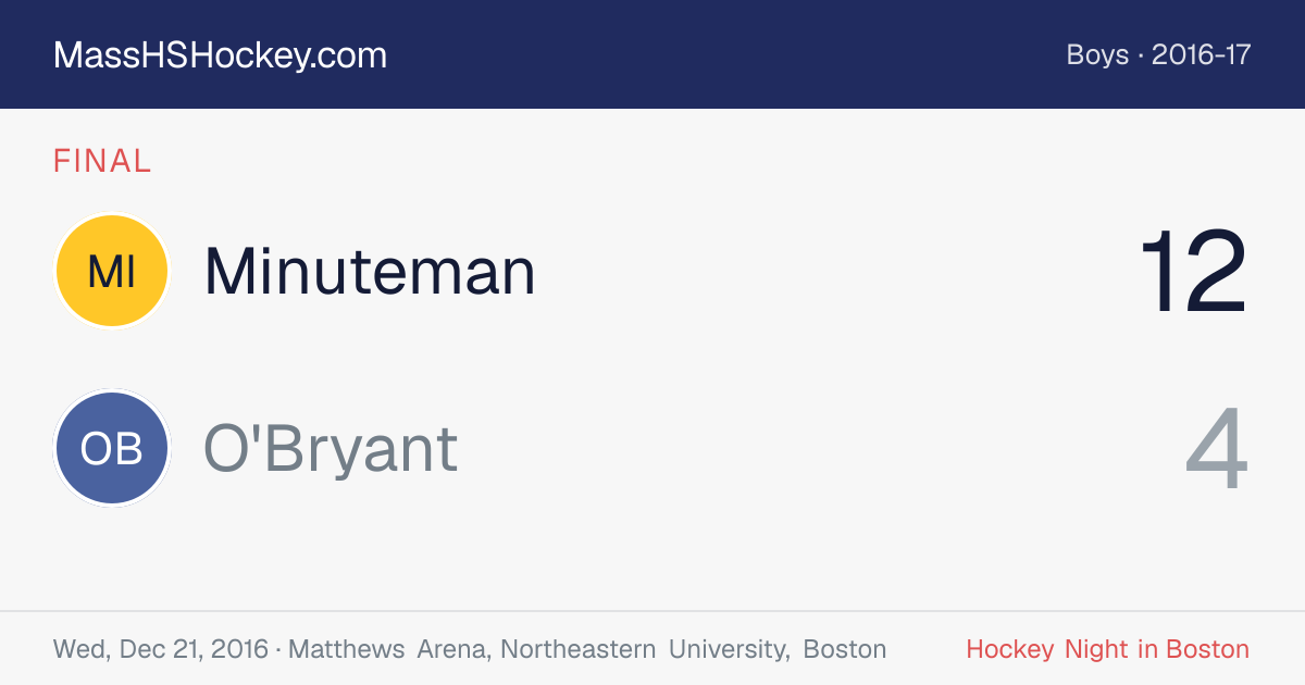 Minuteman at O'Bryant score card
