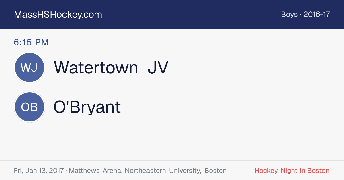 Watertown JV at O'Bryant score card