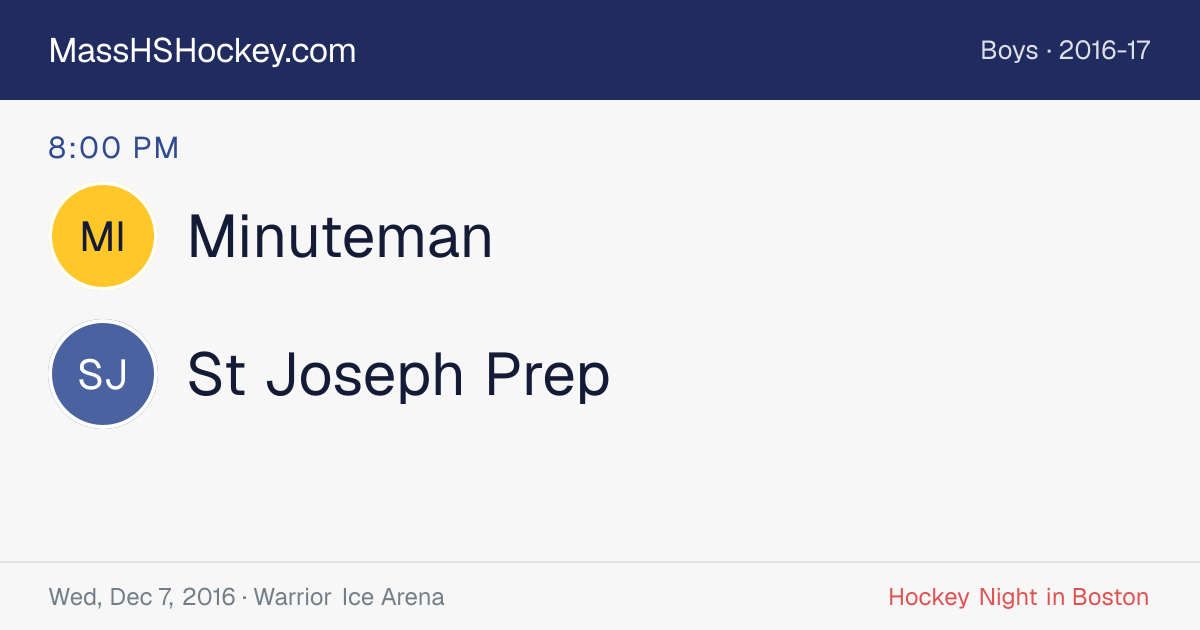 Minuteman at St Joseph Prep score card