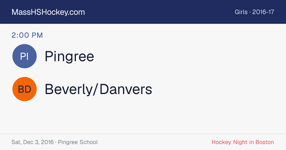 Pingree at Beverly/Danvers score card