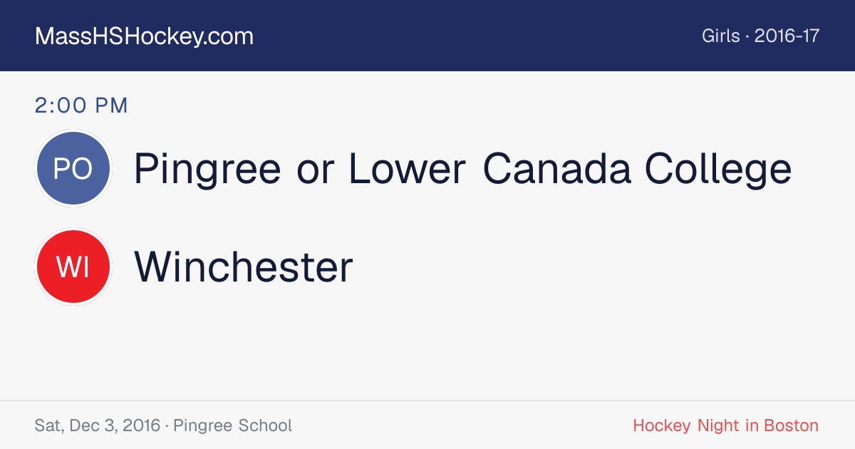 Pingree or Lower Canada College at Winchester score card