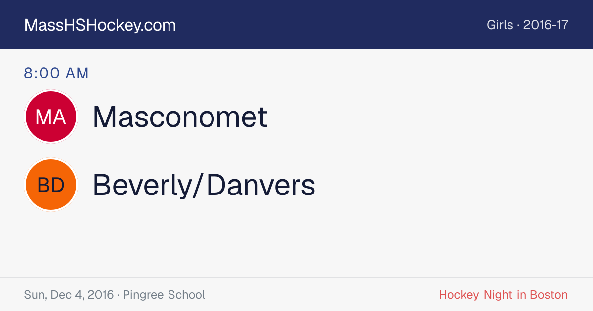 Masconomet at Beverly/Danvers score card