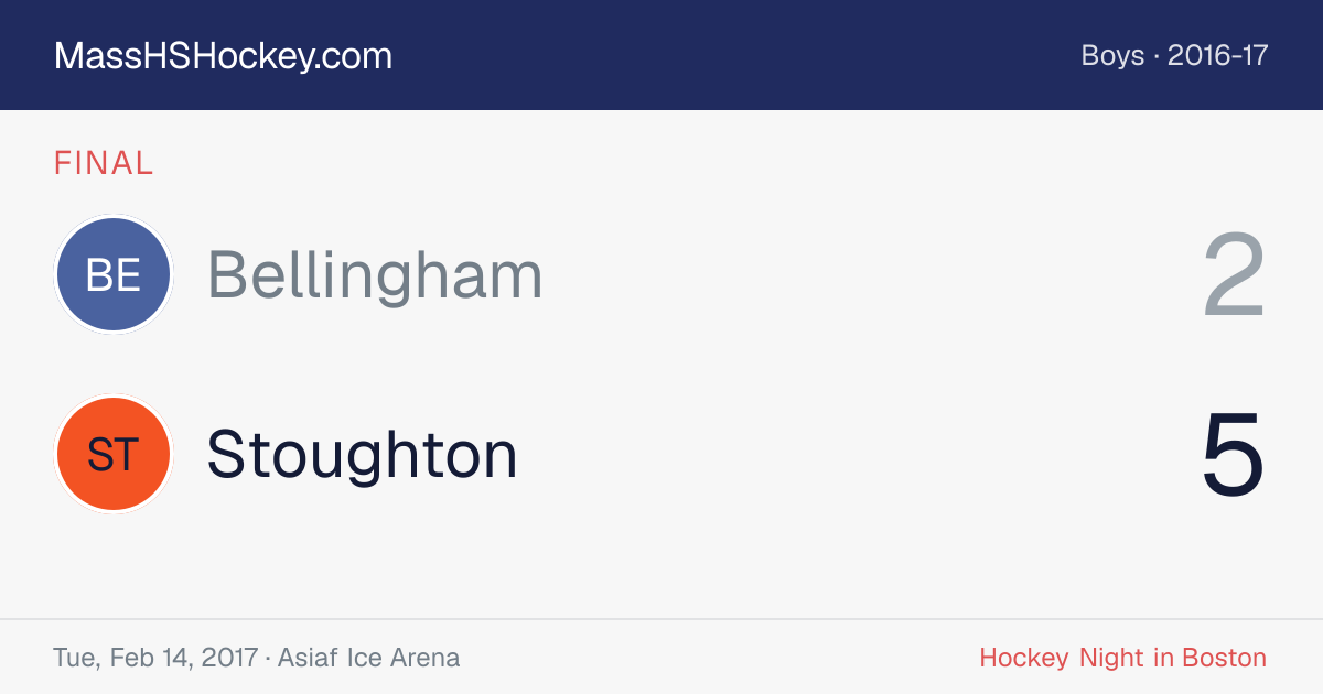 Bellingham at Stoughton score card