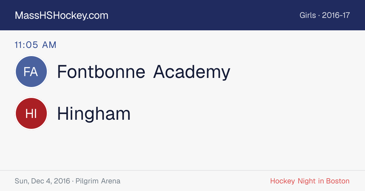 Fontbonne Academy at Hingham score card