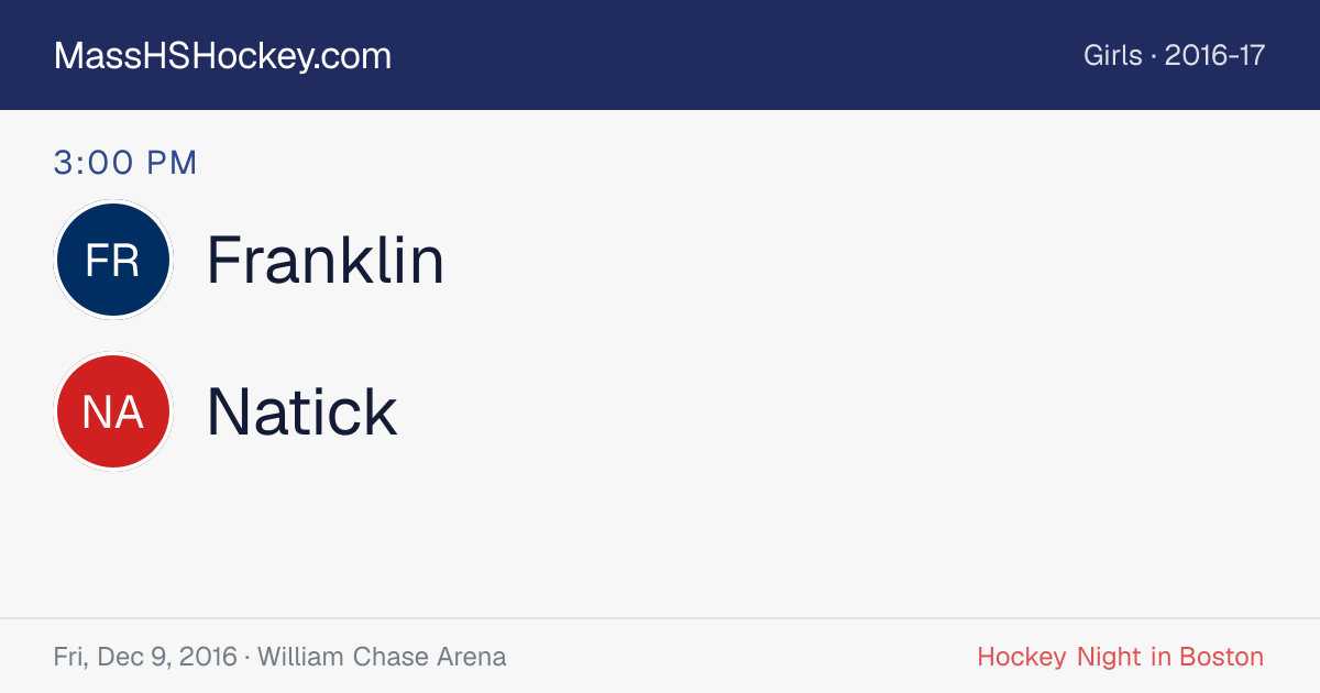 Franklin at Natick score card
