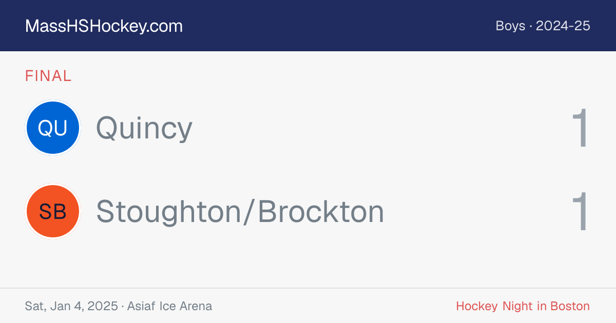 Quincy at Stoughton/Brockton score card