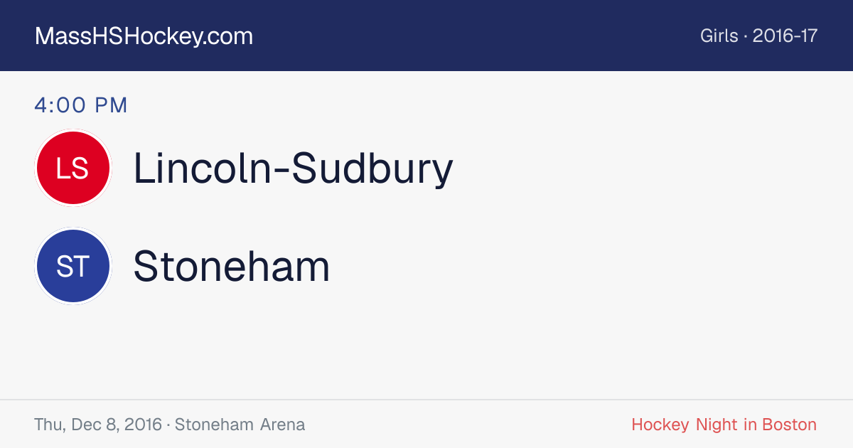 Lincoln-Sudbury at Stoneham score card
