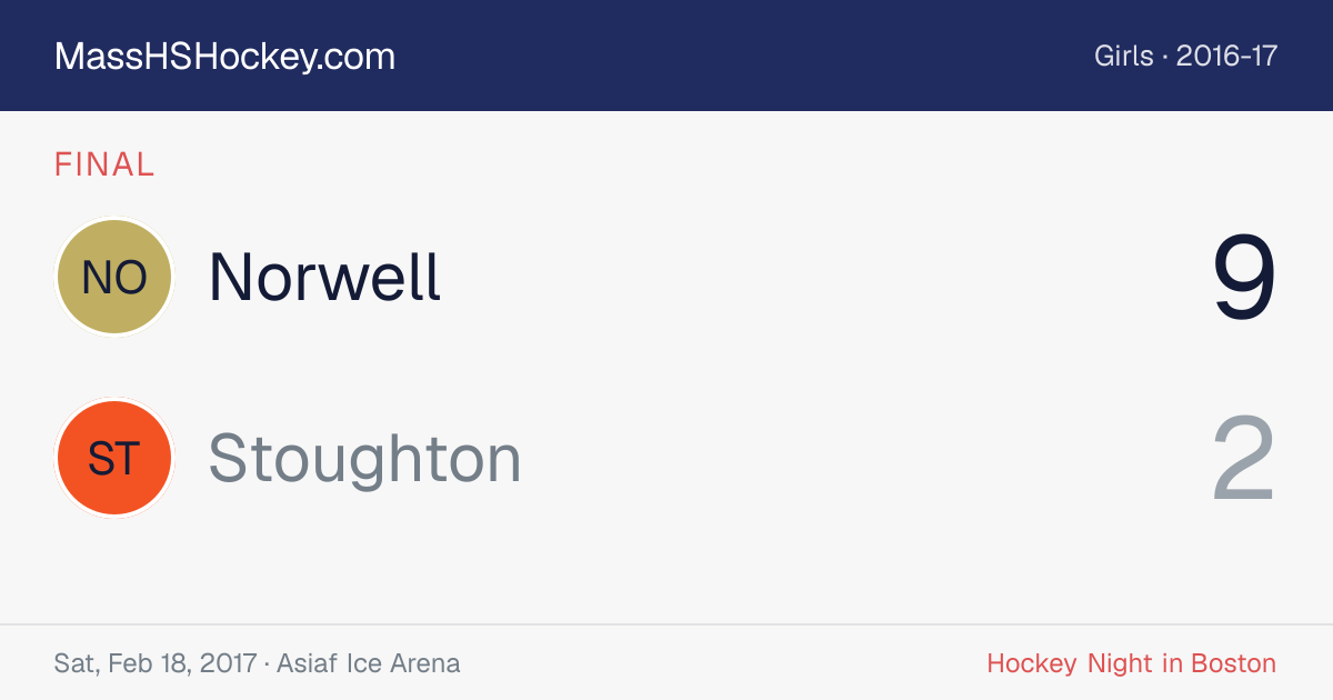 Norwell at Stoughton score card