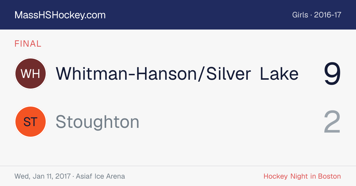 Whitman-Hanson/Silver Lake at Stoughton score card