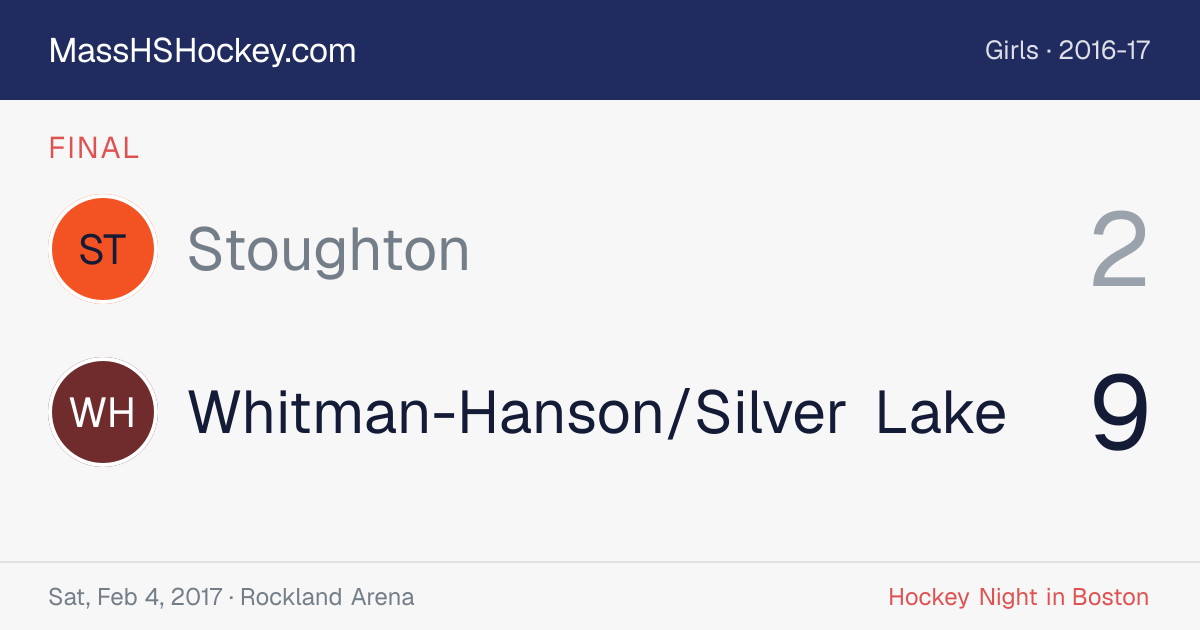 Stoughton at Whitman-Hanson/Silver Lake score card