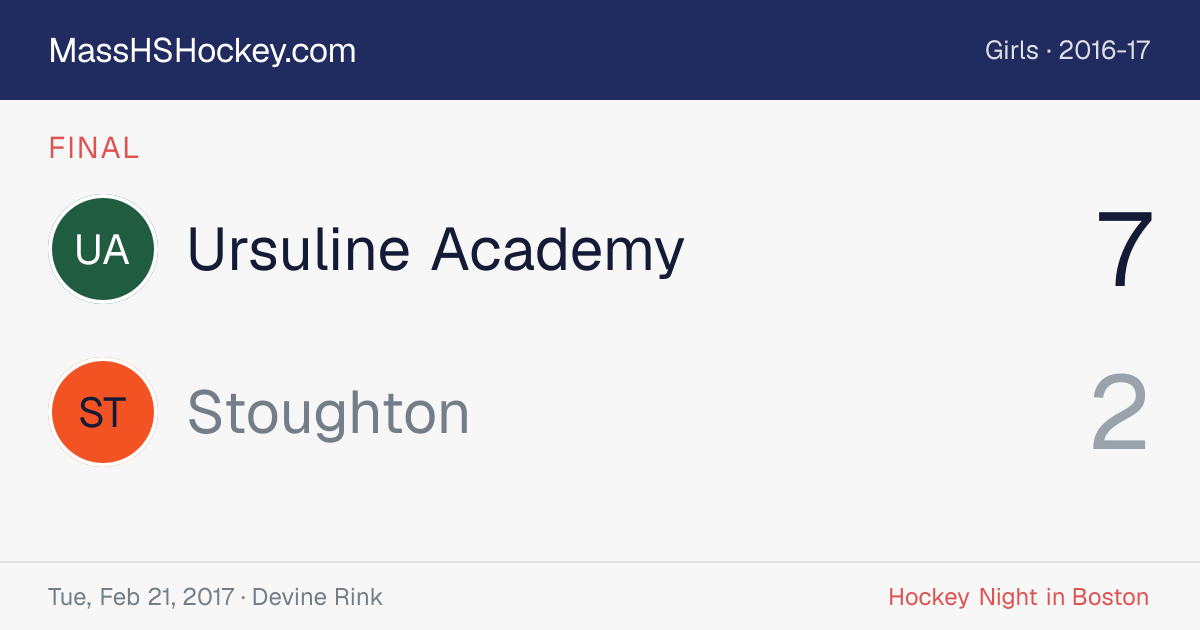 Ursuline Academy at Stoughton score card