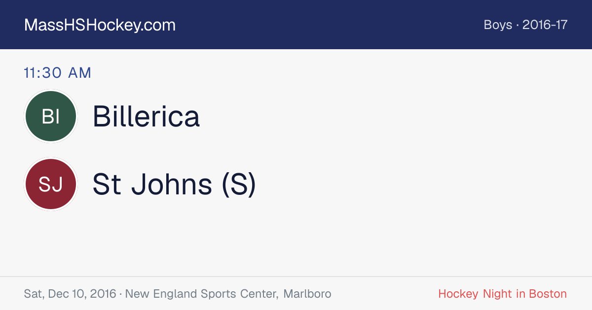 Billerica at St Johns (S) score card