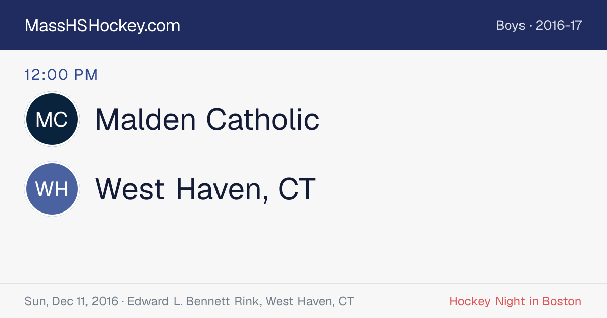 Malden Catholic at West Haven, CT score card