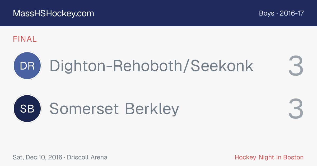 Dighton-Rehoboth/Seekonk at Somerset Berkley score card