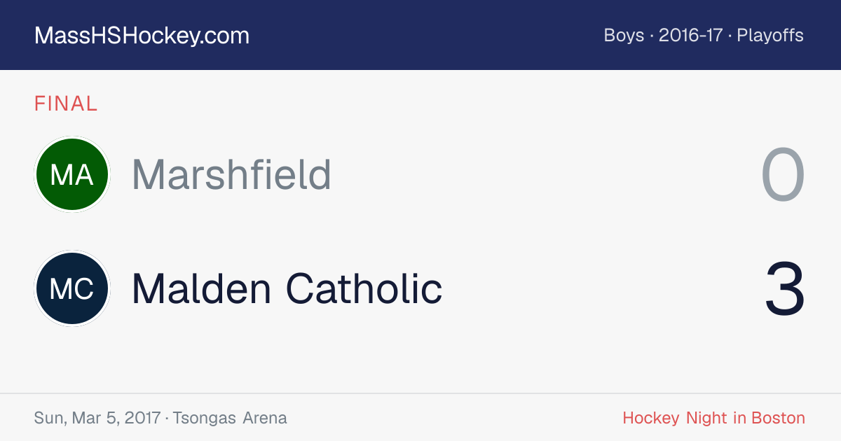 Marshfield at Malden Catholic score card