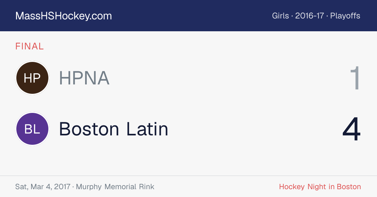 HPNA at Boston Latin score card