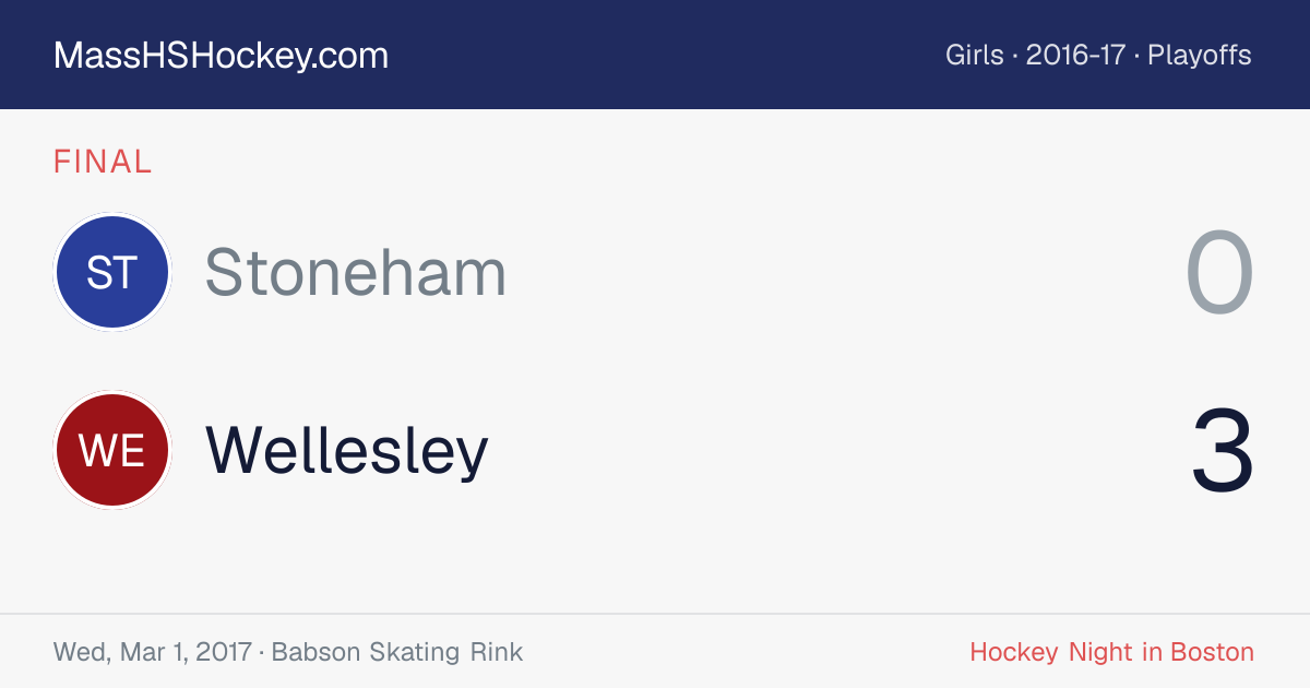 Stoneham at Wellesley score card