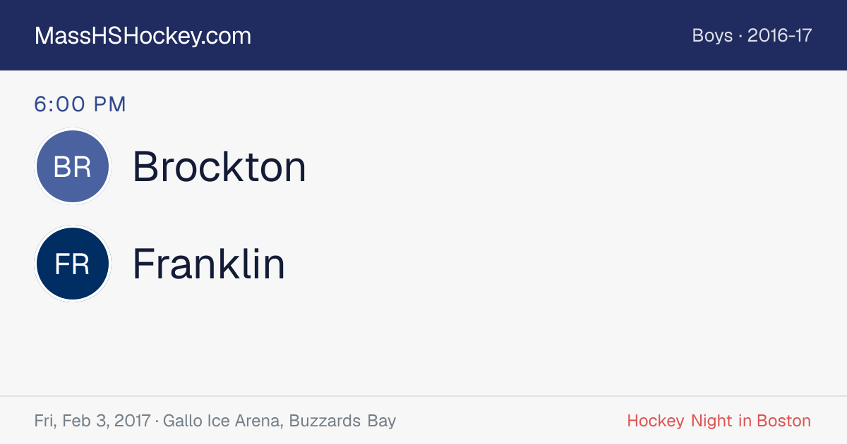 Brockton at Franklin score card