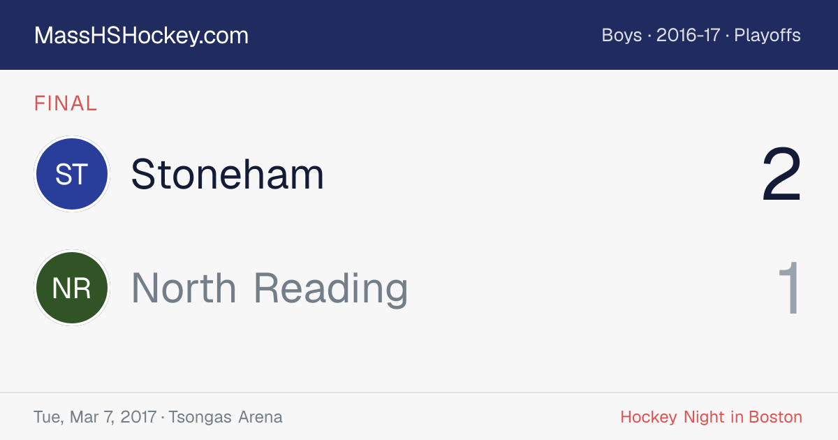 Stoneham at North Reading score card