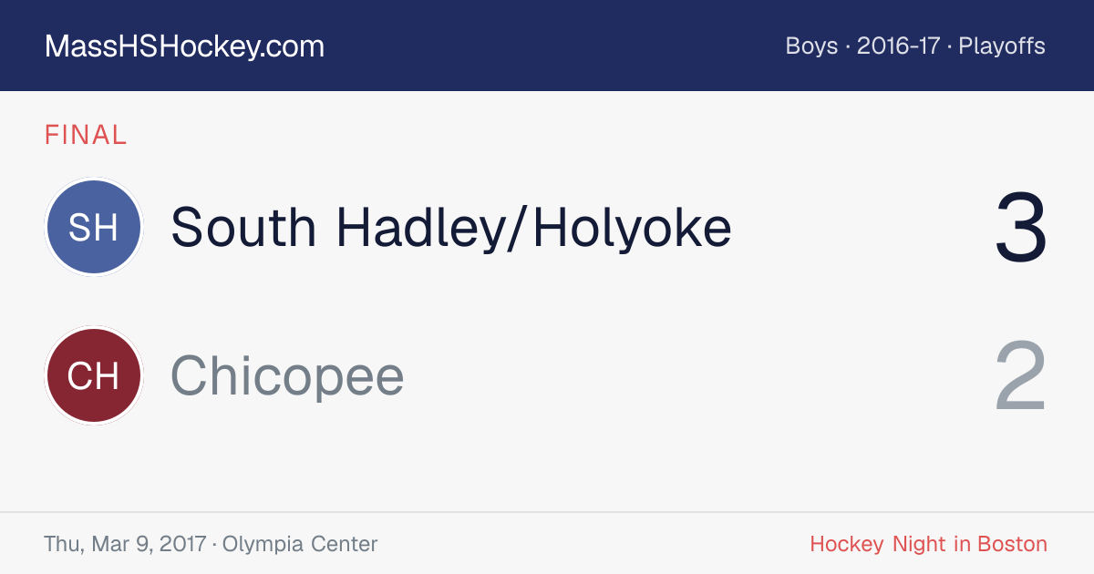 South Hadley/Holyoke at Chicopee score card