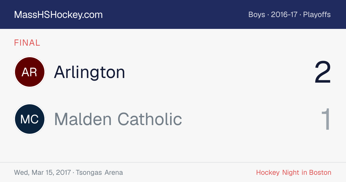 Arlington at Malden Catholic score card